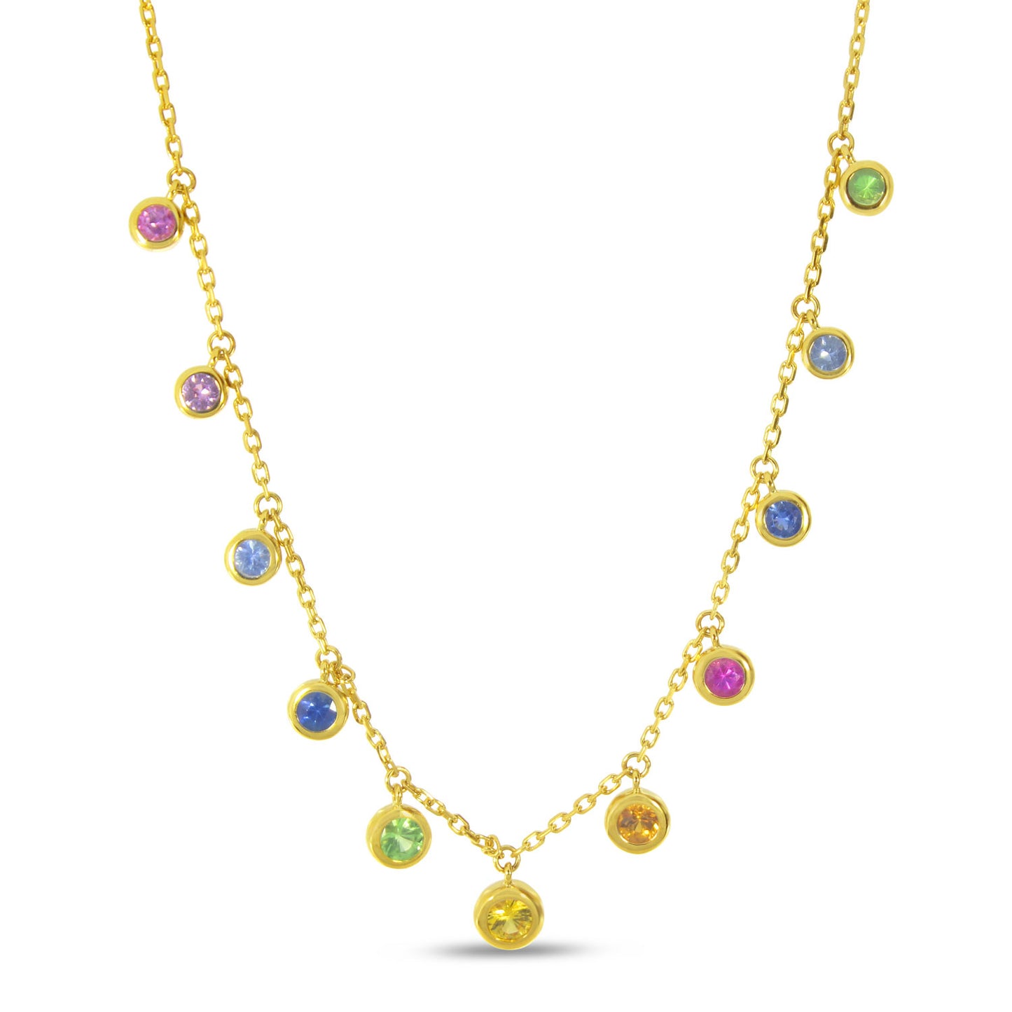Rainbow bezel set necklace