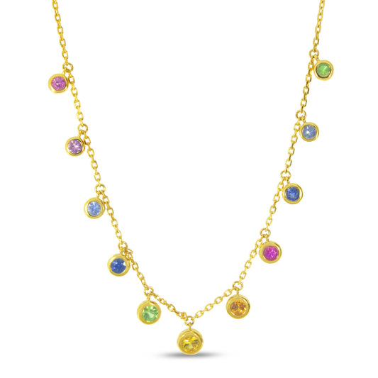 Rainbow bezel set necklace