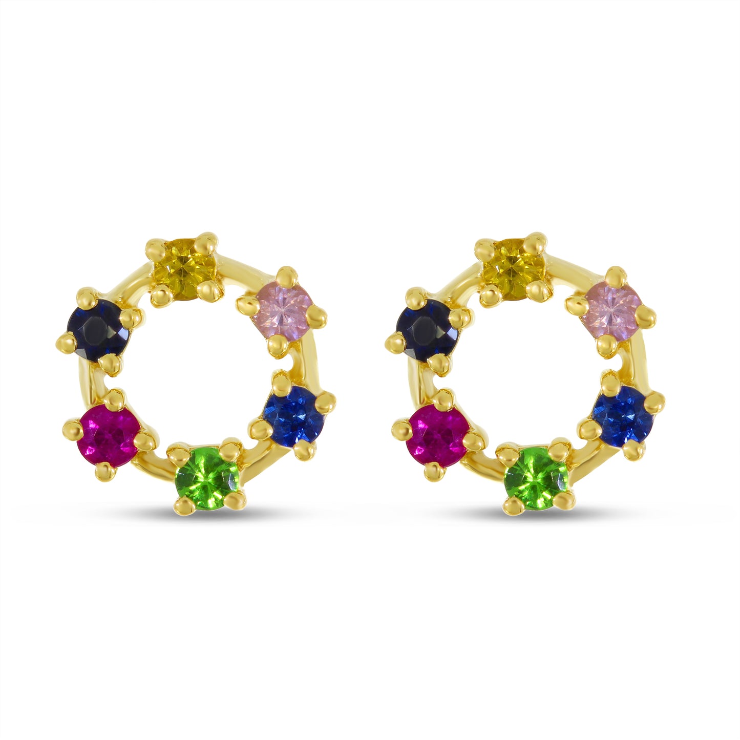 Rainbow sapphire stud earrings