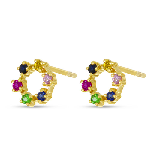 Rainbow sapphire stud earrings