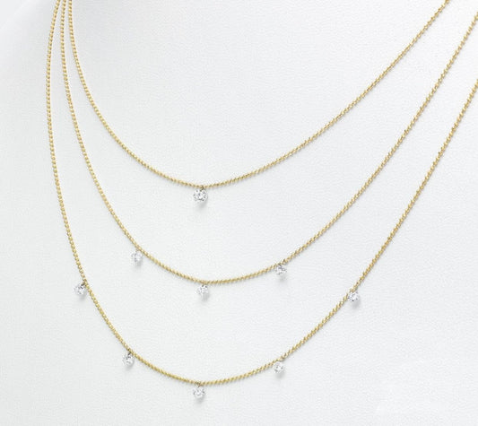 Triple layer floating diamond necklace
