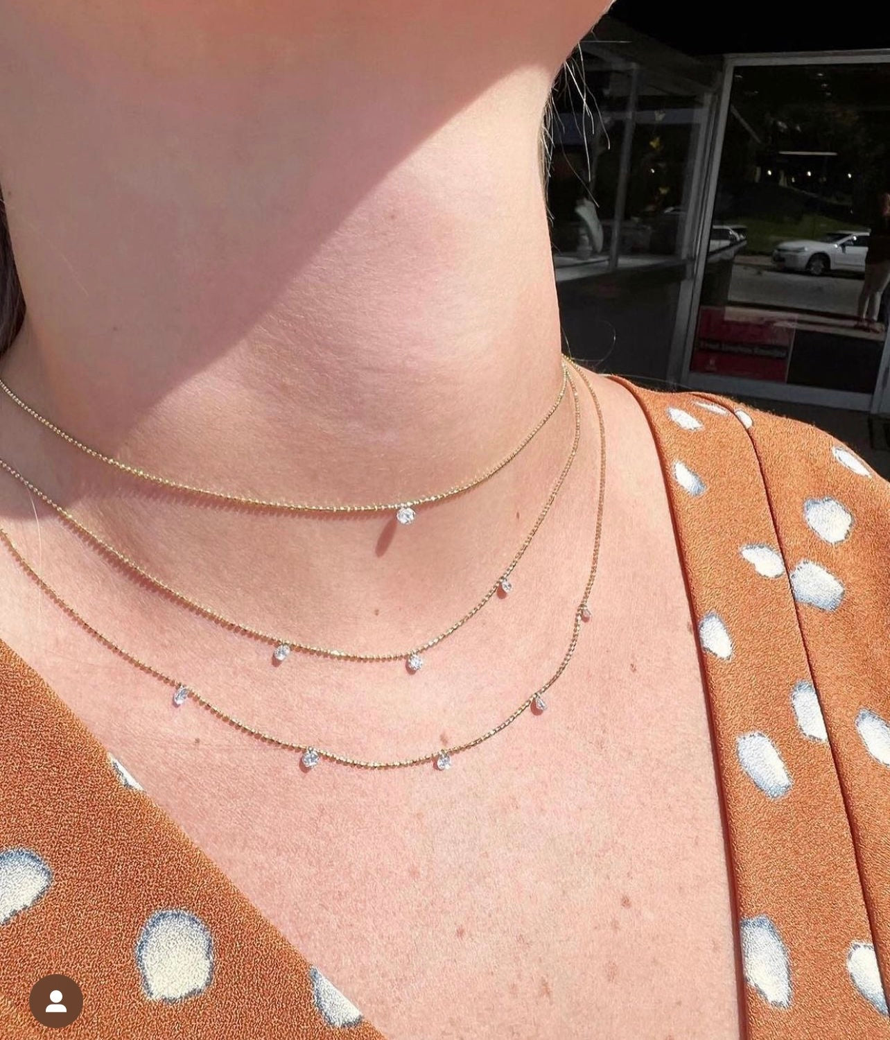 Triple layer floating diamond necklace