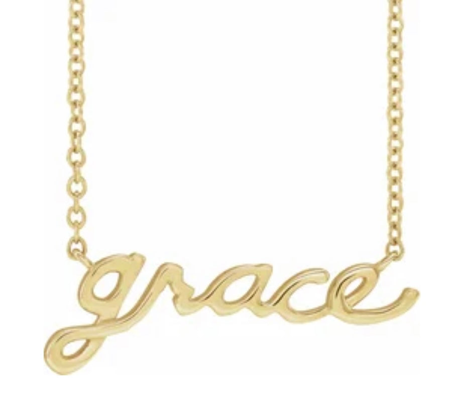 Petite script necklace