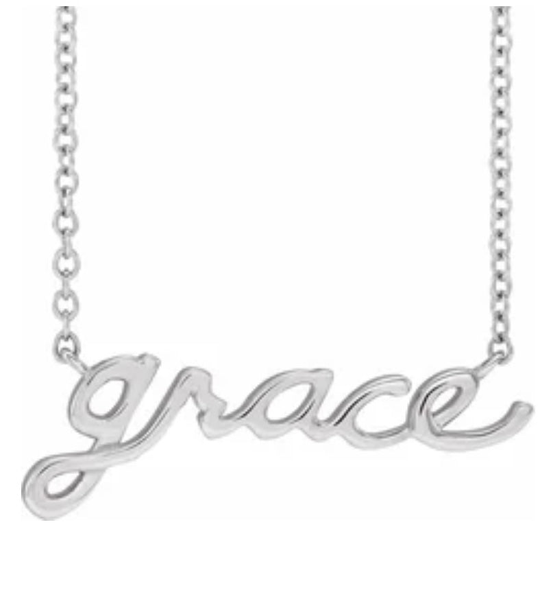 Petite script necklace