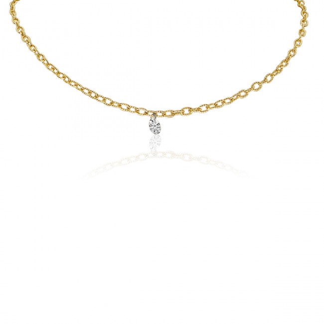 Single diamond cable chain necklace